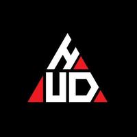 Hud-Dreieck-Buchstaben-Logo-Design mit Dreiecksform. Hud-Dreieck-Logo-Design-Monogramm. Hud-Dreieck-Vektor-Logo-Vorlage mit roter Farbe. hud dreieckiges logo einfaches, elegantes und luxuriöses logo. vektor