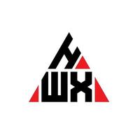 hwx triangel bokstavslogotypdesign med triangelform. hwx triangel logotyp design monogram. hwx triangel vektor logotyp mall med röd färg. hwx triangulär logotyp enkel, elegant och lyxig logotyp.