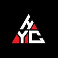hyc triangel bokstavslogotypdesign med triangelform. hyc triangel logotyp design monogram. hyc triangel vektor logotyp mall med röd färg. hyc triangulär logotyp enkel, elegant och lyxig logotyp.