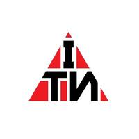 itn-Dreieck-Buchstaben-Logo-Design mit Dreiecksform. itn-Dreieck-Logo-Design-Monogramm. itn-Dreieck-Vektor-Logo-Vorlage mit roter Farbe. itn dreieckiges Logo einfaches, elegantes und luxuriöses Logo. vektor