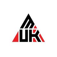 muk Dreiecksbuchstaben-Logo-Design mit Dreiecksform. Muk-Dreieck-Logo-Design-Monogramm. Muk-Dreieck-Vektor-Logo-Vorlage mit roter Farbe. muk dreieckiges Logo einfaches, elegantes und luxuriöses Logo. vektor