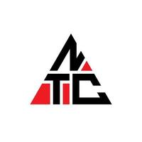 ntc triangel bokstavslogotypdesign med triangelform. ntc triangel logotyp design monogram. ntc triangel vektor logotyp mall med röd färg. ntc triangulär logotyp enkel, elegant och lyxig logotyp.