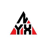 Nyx-Dreieck-Buchstaben-Logo-Design mit Dreiecksform. Nyx-Dreieck-Logo-Design-Monogramm. Nyx-Dreieck-Vektor-Logo-Vorlage mit roter Farbe. nyx dreieckiges logo einfaches, elegantes und luxuriöses logo. vektor