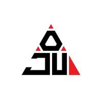 oju triangel bokstavslogotypdesign med triangelform. oju triangel logotyp design monogram. oju triangel vektor logotyp mall med röd färg. oju trekantiga logotyp enkel, elegant och lyxig logotyp.