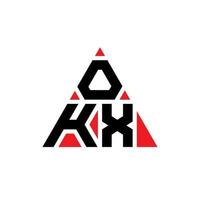 Okx-Dreieck-Buchstaben-Logo-Design mit Dreiecksform. Okx-Dreieck-Logo-Design-Monogramm. Okx-Dreieck-Vektor-Logo-Vorlage mit roter Farbe. okx dreieckiges Logo einfaches, elegantes und luxuriöses Logo. vektor
