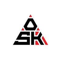 OSK-Dreieck-Buchstaben-Logo-Design mit Dreiecksform. OSK-Dreieck-Logo-Design-Monogramm. OSK-Dreieck-Vektor-Logo-Vorlage mit roter Farbe. osk dreieckiges Logo einfaches, elegantes und luxuriöses Logo. vektor