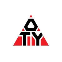 oty triangel bokstavslogotypdesign med triangelform. oty triangel logotyp design monogram. oty triangel vektor logotyp mall med röd färg. oty triangulär logotyp enkel, elegant och lyxig logotyp.