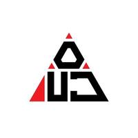 ouj-Dreieck-Buchstaben-Logo-Design mit Dreiecksform. Ouj-Dreieck-Logo-Design-Monogramm. Ouj-Dreieck-Vektor-Logo-Vorlage mit roter Farbe. ouj dreieckiges Logo einfaches, elegantes und luxuriöses Logo. vektor