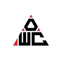 owc triangel bokstavslogotypdesign med triangelform. owc triangel logotyp design monogram. owc triangel vektor logotyp mall med röd färg. owc triangulär logotyp enkel, elegant och lyxig logotyp.