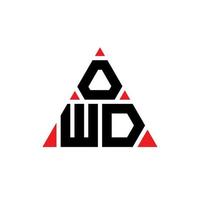 owd-Dreieck-Buchstaben-Logo-Design mit Dreiecksform. owd Dreieck-Logo-Design-Monogramm. owd-Dreieck-Vektor-Logo-Vorlage mit roter Farbe. owd dreieckiges Logo einfaches, elegantes und luxuriöses Logo. vektor