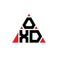 Oxd-Dreieck-Buchstaben-Logo-Design mit Dreiecksform. Oxd-Dreieck-Logo-Design-Monogramm. Oxd-Dreieck-Vektor-Logo-Vorlage mit roter Farbe. oxd dreieckiges Logo einfaches, elegantes und luxuriöses Logo. vektor