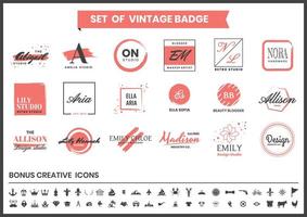 rote und weiße Logos für Design, Blogger und Maskenbildner vektor