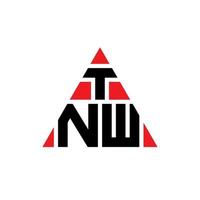 tnw triangel bokstavslogotypdesign med triangelform. tnw triangel logotyp design monogram. tnw triangel vektor logotyp mall med röd färg. tnw triangulär logotyp enkel, elegant och lyxig logotyp.