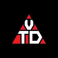 vtd triangel bokstavslogotypdesign med triangelform. vtd triangel logotyp design monogram. vtd triangel vektor logotyp mall med röd färg. vtd triangulär logotyp enkel, elegant och lyxig logotyp.