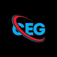 ceg-Logo. ceg-Brief. ceg-Buchstaben-Logo-Design. CEG-Logo mit Initialen, verbunden mit Kreis und Monogramm-Logo in Großbuchstaben. ceg typografie für technologie-, geschäfts- und immobilienmarke. vektor