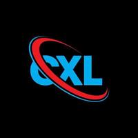 cxl logotyp. cxl bokstav. cxl bokstavslogotypdesign. initialer cxl logotyp länkad med cirkel och versaler monogram logotyp. cxl typografi för teknik, företag och fastighetsmärke. vektor