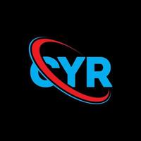 cyr logotyp. cyr brev. cyr brev logotyp design. initialer cyr logotyp länkad med cirkel och versaler monogram logotyp. cyr typografi för teknik, affärs- och fastighetsmärke. vektor