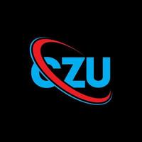 czu logotyp. czu brev. czu brev logotyp design. initialer czu logotyp länkad med cirkel och versaler monogram logotyp. czu-typografi för varumärket teknik, företag och fastigheter. vektor