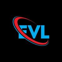 evl-Logo. Evl-Brief. evl-Buchstaben-Logo-Design. Initialen EVL-Logo verbunden mit Kreis und Monogramm-Logo in Großbuchstaben. evl typografie für technik-, business- und immobilienmarke. vektor