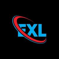 exl logotyp. exl brev. exl bokstavslogotypdesign. initialer exl logotyp länkad med cirkel och versaler monogram logotyp. exl typografi för teknik, företag och fastighetsmärke. vektor