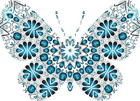 Schmetterling Mandala Ornament handgezeichnete Vektorillustration. afrikanisches, indisches, Stammes-, Zentangle-Design. kann für Tätowierungen, Poster, T-Shirt-Druck, Stoffdesign, Grußkarten mit Handyhüllendruck usw. verwendet werden vektor