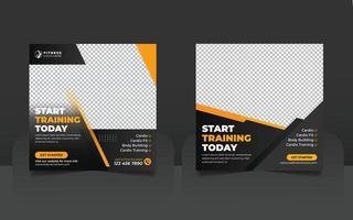 Fitness-Studio Werbe-Social-Media-Post-Web-Banner oder quadratische Flyer-Vorlage vektor