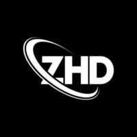 zhd logotyp. zhd brev. zhd brev logotyp design. initialer zhd logotyp länkad med cirkel och versaler monogram logotyp. zhd typografi för teknik, affärs- och fastighetsmärke. vektor