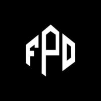 fpo bokstavslogotypdesign med polygonform. fpo polygon och kubform logotypdesign. fpo hexagon vektor logotyp mall vita och svarta färger. fpo-monogram, affärs- och fastighetslogotyp.