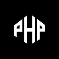 php letter logotyp design med polygon form. php polygon och kubform logotypdesign. php hexagon vektor logotyp mall vita och svarta färger. php-monogram, affärs- och fastighetslogotyp.