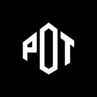 Topfbuchstabe-Logo-Design mit Polygonform. Topf-Polygon- und Würfelform-Logo-Design. Pot Sechseck-Vektor-Logo-Vorlage in weißen und schwarzen Farben. Topfmonogramm, Geschäfts- und Immobilienlogo. vektor