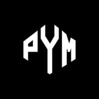 Pym-Buchstaben-Logo-Design mit Polygonform. Pym-Polygon- und Würfelform-Logo-Design. Pym Sechseck-Vektor-Logo-Vorlage in weißen und schwarzen Farben. Pym-Monogramm, Geschäfts- und Immobilienlogo. vektor