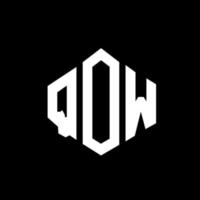 qow brev logotyp design med polygon form. qow polygon och kubform logotypdesign. qow hexagon vektor logotyp mall vita och svarta färger. qow monogram, affärs- och fastighetslogotyp.