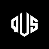 qus letter logotyp design med polygon form. qus polygon och kubform logotypdesign. qus hexagon vektor logotyp mall vita och svarta färger. qus monogram, affärs- och fastighetslogotyp.