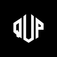 qup letter logotyp design med polygon form. qup polygon och kubform logotypdesign. qup hexagon vektor logotyp mall vita och svarta färger. qup monogram, affärs- och fastighetslogotyp.