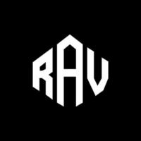 rav-brief-logo-design mit polygonform. rav-polygon- und würfelform-logo-design. rav Sechseck-Vektor-Logo-Vorlage in weißen und schwarzen Farben. rav-monogramm, geschäfts- und immobilienlogo. vektor