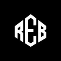 Reb-Buchstaben-Logo-Design mit Polygonform. reb Polygon- und Würfelform-Logo-Design. reb Sechseck-Vektor-Logo-Vorlage in weißen und schwarzen Farben. reb-monogramm, geschäfts- und immobilienlogo. vektor