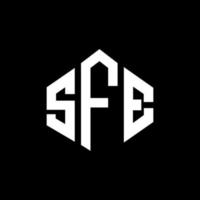 sfe letter logotyp design med polygon form. sfe polygon och kub form logotyp design. sfe hexagon vektor logotyp mall vita och svarta färger. sfe-monogram, affärs- och fastighetslogotyp.