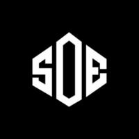 Soe-Buchstaben-Logo-Design mit Polygonform. Logo-Design in Polygon- und Würfelform. weiße und schwarze Farben der soe Hexagon-Vektor-Logo-Vorlage. soe-monogramm, geschäfts- und immobilienlogo. vektor