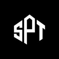 spt brev logotyp design med polygon form. spt polygon och kubform logotypdesign. spt hexagon vektor logotyp mall vita och svarta färger. spt monogram, affärs- och fastighetslogotyp.