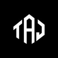 Taj-Buchstaben-Logo-Design mit Polygonform. Taj-Polygon- und Würfelform-Logo-Design. Taj Sechseck-Vektor-Logo-Vorlage in weißen und schwarzen Farben. taj-monogramm, geschäfts- und immobilienlogo. vektor
