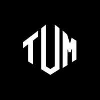 Tum-Brief-Logo-Design mit Polygonform. Tum-Polygon- und Würfelform-Logo-Design. Tum Sechseck-Vektor-Logo-Vorlage in weißen und schwarzen Farben. tum-monogramm, geschäfts- und immobilienlogo. vektor