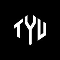 Tyu-Brief-Logo-Design mit Polygonform. Tyu Polygon- und Würfelform-Logo-Design. Tyu Sechseck-Vektor-Logo-Vorlage in weißen und schwarzen Farben. Tyu-Monogramm, Geschäfts- und Immobilienlogo. vektor