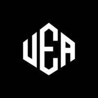 uea-Buchstaben-Logo-Design mit Polygonform. UEA-Polygon- und Würfelform-Logo-Design. UEA Sechseck-Vektor-Logo-Vorlage in weißen und schwarzen Farben. UEA-Monogramm, Geschäfts- und Immobilienlogo. vektor