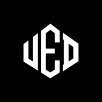 Ued-Buchstaben-Logo-Design mit Polygonform. Logo-Design in Polygon- und Würfelform. Ued Sechseck-Vektor-Logo-Vorlage in weißen und schwarzen Farben. ued monogramm, geschäfts- und immobilienlogo. vektor