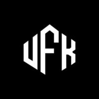 ufk bokstavslogotypdesign med polygonform. ufk polygon och kubform logotypdesign. ufk hexagon vektor logotyp mall vita och svarta färger. ufk monogram, affärs- och fastighetslogotyp.