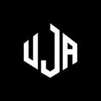 uja-Buchstaben-Logo-Design mit Polygonform. Uja-Polygon- und Würfelform-Logo-Design. Uja Sechseck-Vektor-Logo-Vorlage in weißen und schwarzen Farben. Uja-Monogramm, Geschäfts- und Immobilienlogo. vektor