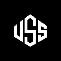 uss letter logotyp design med polygon form. uss polygon och kubform logotypdesign. uss hexagon vektor logotyp mall vita och svarta färger. uss monogram, affärs- och fastighetslogotyp.