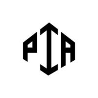 Pia-Brief-Logo-Design mit Polygonform. Pia-Polygon- und Würfelform-Logo-Design. Pia Sechseck-Vektor-Logo-Vorlage in weißen und schwarzen Farben. pia-monogramm, geschäfts- und immobilienlogo. vektor
