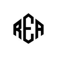 rea letter logotyp design med polygon form. rea polygon och kubformad logotypdesign. rea hexagon vektor logotyp mall vita och svarta färger. rea monogram, affärs- och fastighetslogotyp.