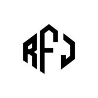 Rfj-Brief-Logo-Design mit Polygonform. Rfj-Polygon- und Würfelform-Logo-Design. Rfj-Sechseck-Vektor-Logo-Vorlage in weißen und schwarzen Farben. rfj-monogramm, geschäfts- und immobilienlogo. vektor